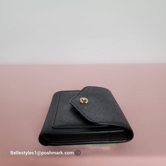 COACH Wyn Crossgrain Leather Small Leather Wallet- Black color - Picture 9 of 16